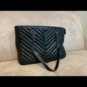 YSL Authentic Black Leather Tote
